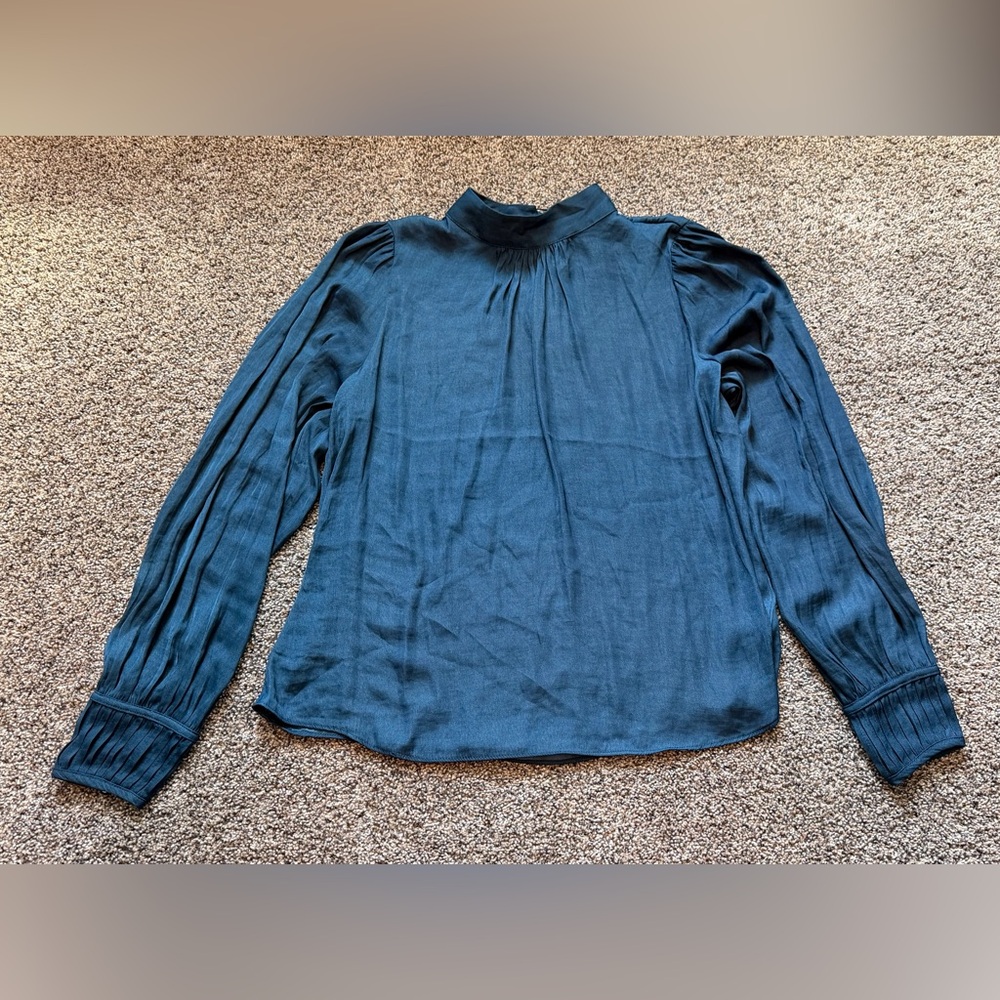 NWT - Elegant Slate Blue Women's Satin Top
